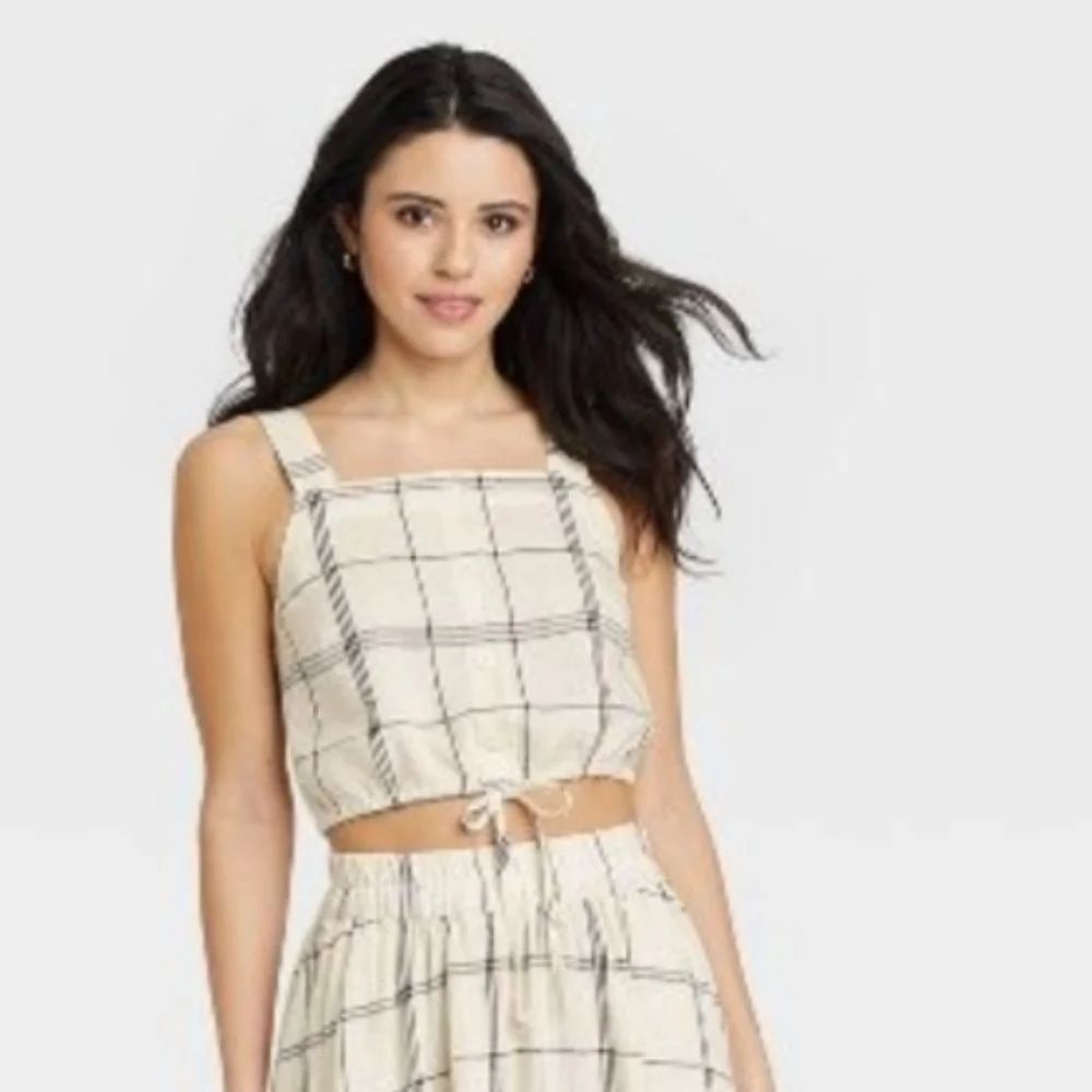 Women's Tie-Front Apron Tank Top - A New Day™ - Picture 6 of 7